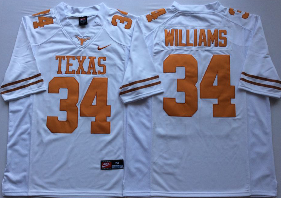 NCAA Men Texas Longhorns White #34 WILLIAMS